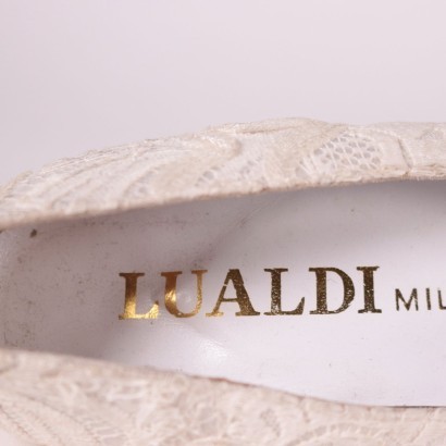 Chaussures Blanche Lualdi Vintage, Satin, Milan (Italie).