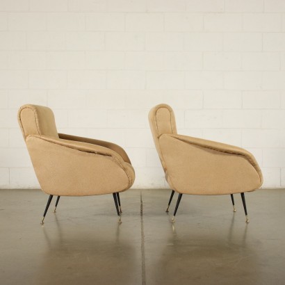 Pair Of Armchairs Foam Leatherette Italy 1950s 1960s