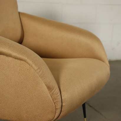 Pair Of Armchairs Foam Leatherette Italy 1950s 1960s