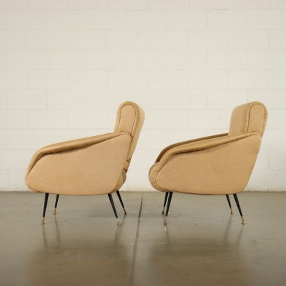 Pair Of Armchairs Foam Leatherette Italy 1950s 1960s