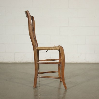 Group Of 4 Chairs Walnut Straw Italy 19th Century