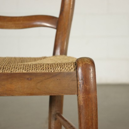 Group Of 4 Chairs Walnut Straw Italy 19th Century