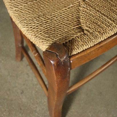 Group Of 4 Chairs Walnut Straw Italy 19th Century