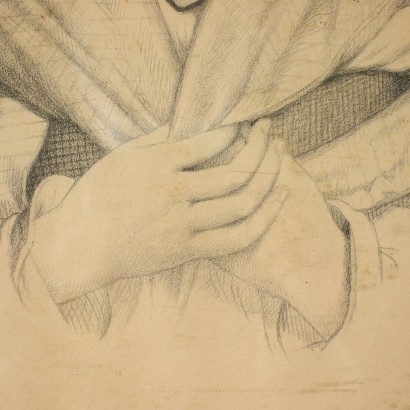 Portrait Of A Young Woman Pencil On Paper 19th Century