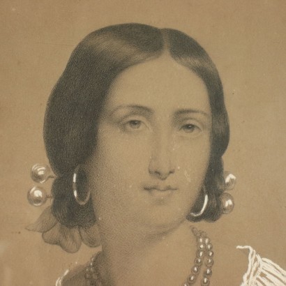 arte, arte italiano, pintura italiana del siglo XIX, Retrato de una mujer joven 1858