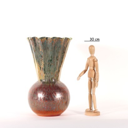 Ceramic Vase V. Mazzotti Albisola Manufacture Italy 20th Century