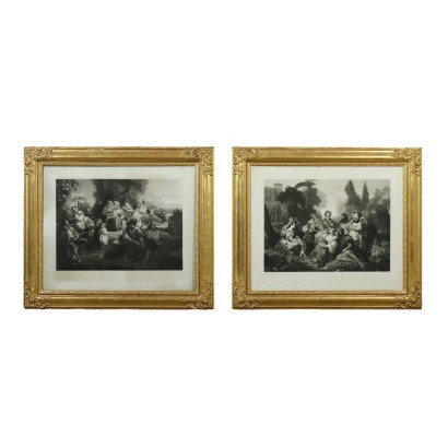 Pair Of Frames and Etchings Italy Middle 19th Century