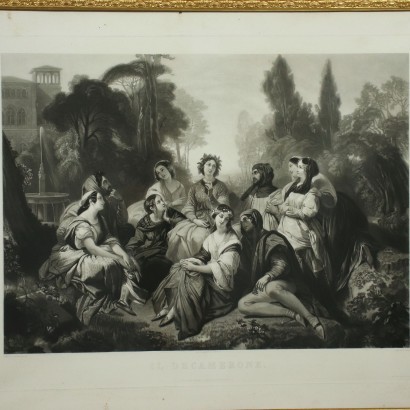 Paire de Cadres et Gravures Bois Verre Papier - Italie XIX Siècle