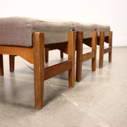 Group Of Three Stools Beech Foam Fabric Italy 1960s