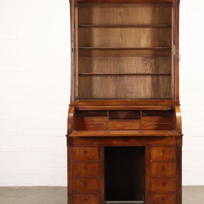 Writing Desk with Lift Restoration Mahogany Walnut Glass Italy XIX C