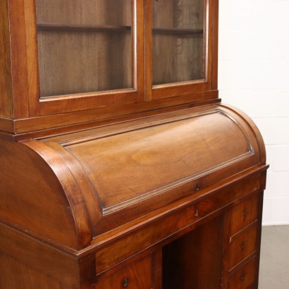 Writing Desk with Lift Restoration Mahogany Walnut Glass Italy XIX C