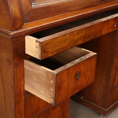 Writing Desk with Lift Restoration Mahogany Walnut Glass Italy XIX C