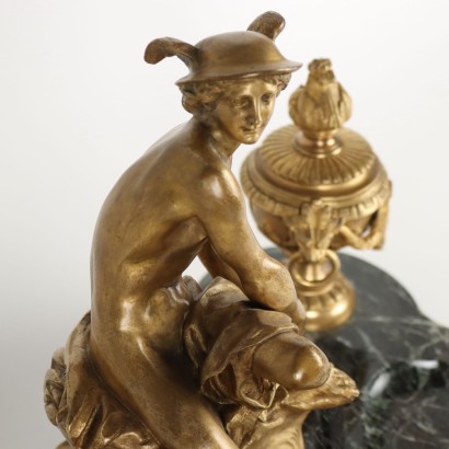 Inkwell by Jean-Marie Pigalle Bronze Marble France XIX Century