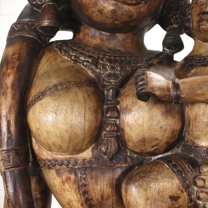 Deity Statue Carved Wood - India XX Century