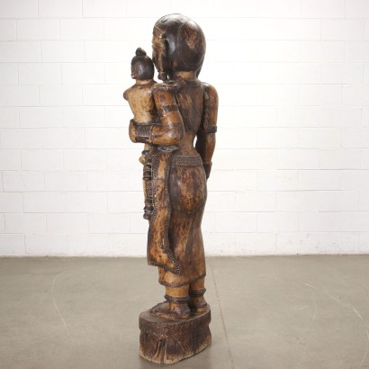 Deity Statue Carved Wood - India XX Century