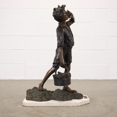 Young Fisherman Bronze Sculpture Italy XX Century