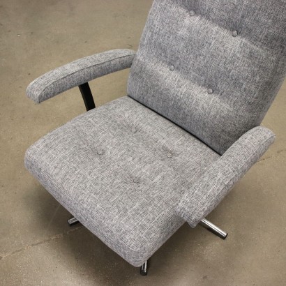 Swivel Armchair Foam Metal Fabric Italy 1960s