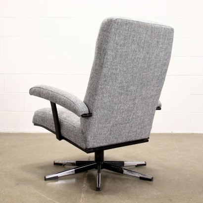 Fauteuil Pivotant Métal Chromé Mousse - Italie Années 1960