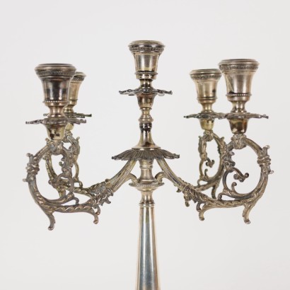 antigüedades, candelabro, candelabro antiguo, candelabro antiguo, candelabro italiano antiguo, candelabro antiguo, candelabro neoclásico, candelero del siglo XIX,Par de candelabros de plata Brandima