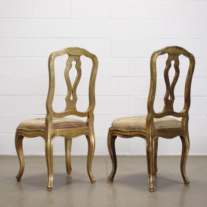 Pair of Chairs Padded Gilded Wood Italy XX Century