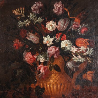 Stilleben mit Blumen Öl auf Leinwand - Italien XVII Jhd