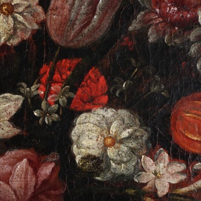 Still Life with Flowers Oil on Canvas Italy XVII Century