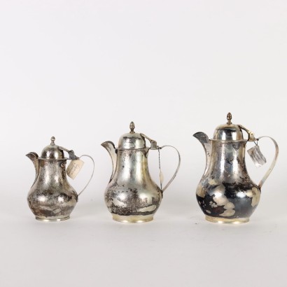 Group of 6 Teapot Man. Cusi Silver Italy XX Century