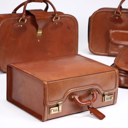 Vintage Ferrari Suitcase Set Leather Italy 1980s