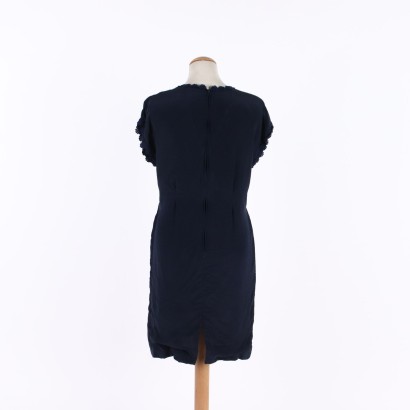 Vintage Blue Silk Dress Size 10 Italy 1990s