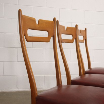 Group of 6 Chairs Beech Italy 1950s