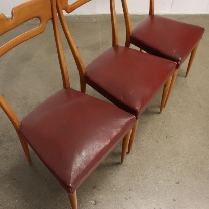 Group of 6 Chairs Beech Italy 1950s