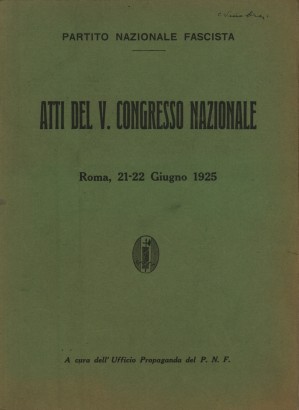 Atti del V. congresso nazionale