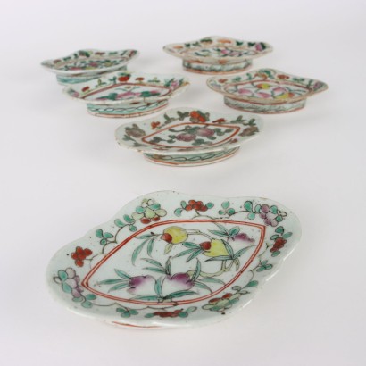 Group of 6 Saucers Porcelain China XIX Century