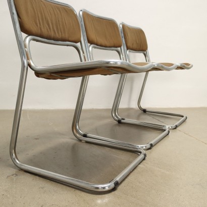 Groupe de 4 Chaises Tissu Italie Années 1960