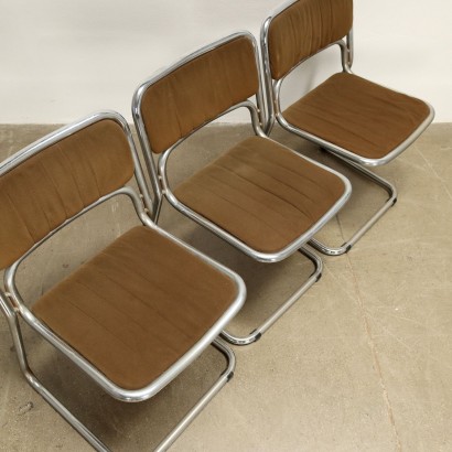 Groupe de 4 Chaises Tissu Italie Années 1960