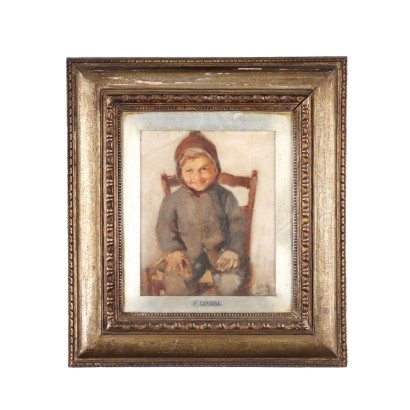 arte, arte italiano, pintura italiana del siglo XX,Francesco Camarda,Retrato de un niño,Francesco Camarda,Francesco Camarda