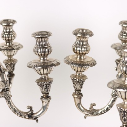 antiquariato, candelabro, antiquariato candelabro, candelabro antico, candelabro antico italiano, candelabro di antiquariato, candelabro neoclassico, candelabro del 800,Coppia di Candelabri in Argento a Sett