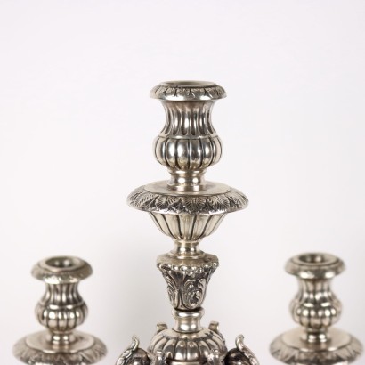 antiquariato, candelabro, antiquariato candelabro, candelabro antico, candelabro antico italiano, candelabro di antiquariato, candelabro neoclassico, candelabro del 800,Coppia di Candelabri in Argento a Sett