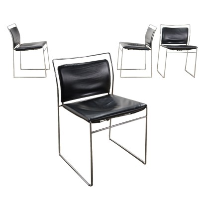 Group of 4 Chairs Simon Gavina Tulu Leather Italy 1960s-1970s