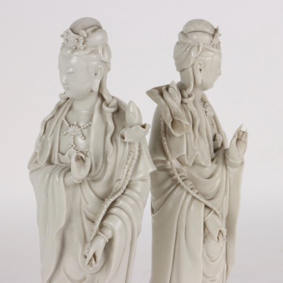 Pair of Sculptures Guanyin Ceramic China 1912-1949