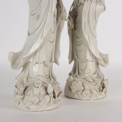 Pair of Sculptures Guanyin Ceramic China 1912-1949