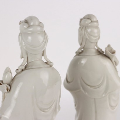 Pair of Sculptures Guanyin Ceramic China 1912-1949