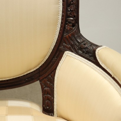 Pair of Armchairs Neo-Classical Style Walnut Italy XX Century