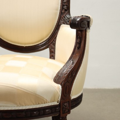 Pair of Armchairs Neo-Classical Style Walnut Italy XX Century