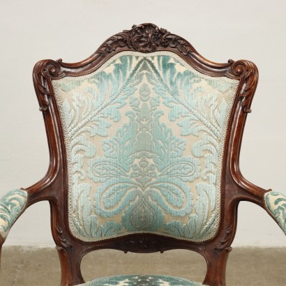 Pair of Armchairs Rococo Style Mahogany Italy XX Century