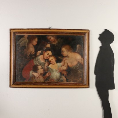 Vierge à l\'Enfant Huile sur Toile Italie XVIIe Siècle