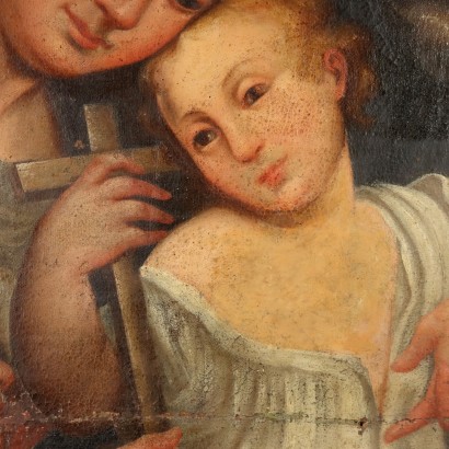 Vierge à l\'Enfant Huile sur Toile Italie XVIIe Siècle