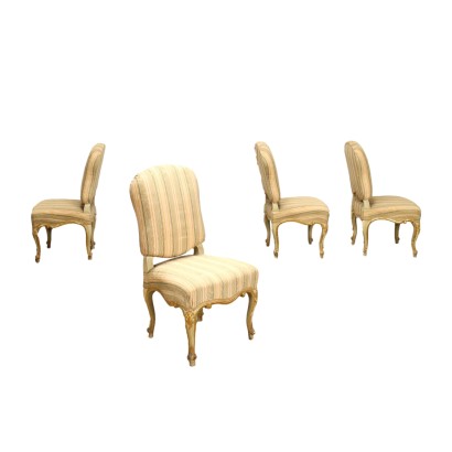 Group of 4 Chairs Eclecticism Wood Italy XIX Century