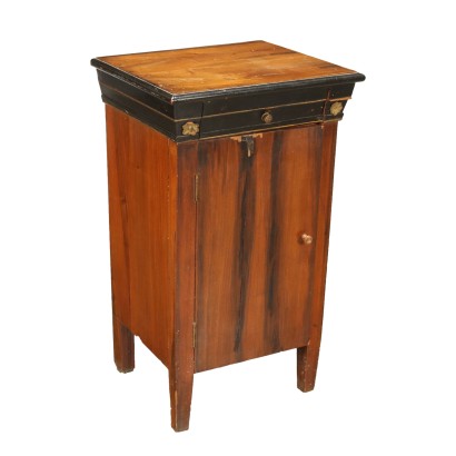 Bedside Table Biedermeier Style Ebony Wood Italy XIX Century