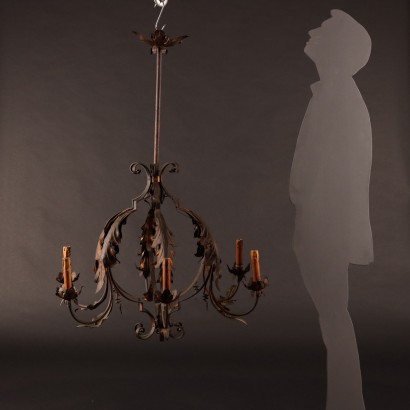 Chandelier Wrought Iron Italy XX Century